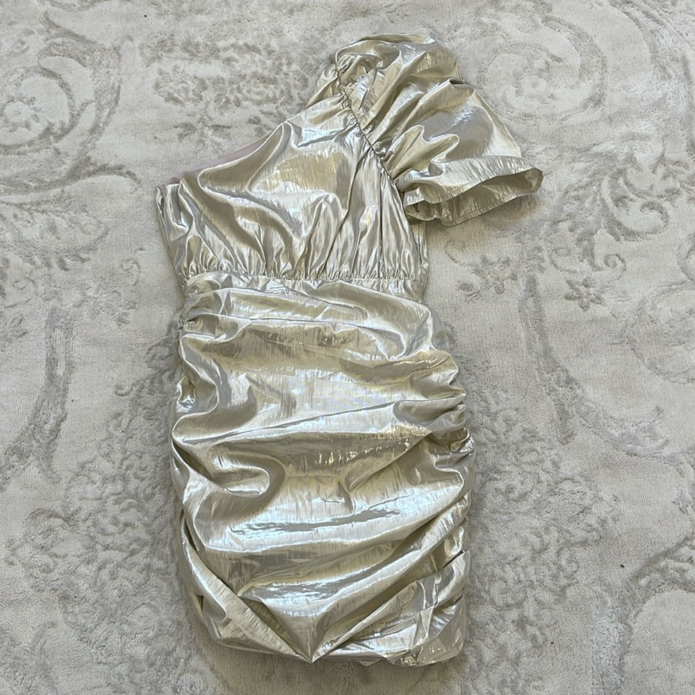 NBD silver metallic dress size S